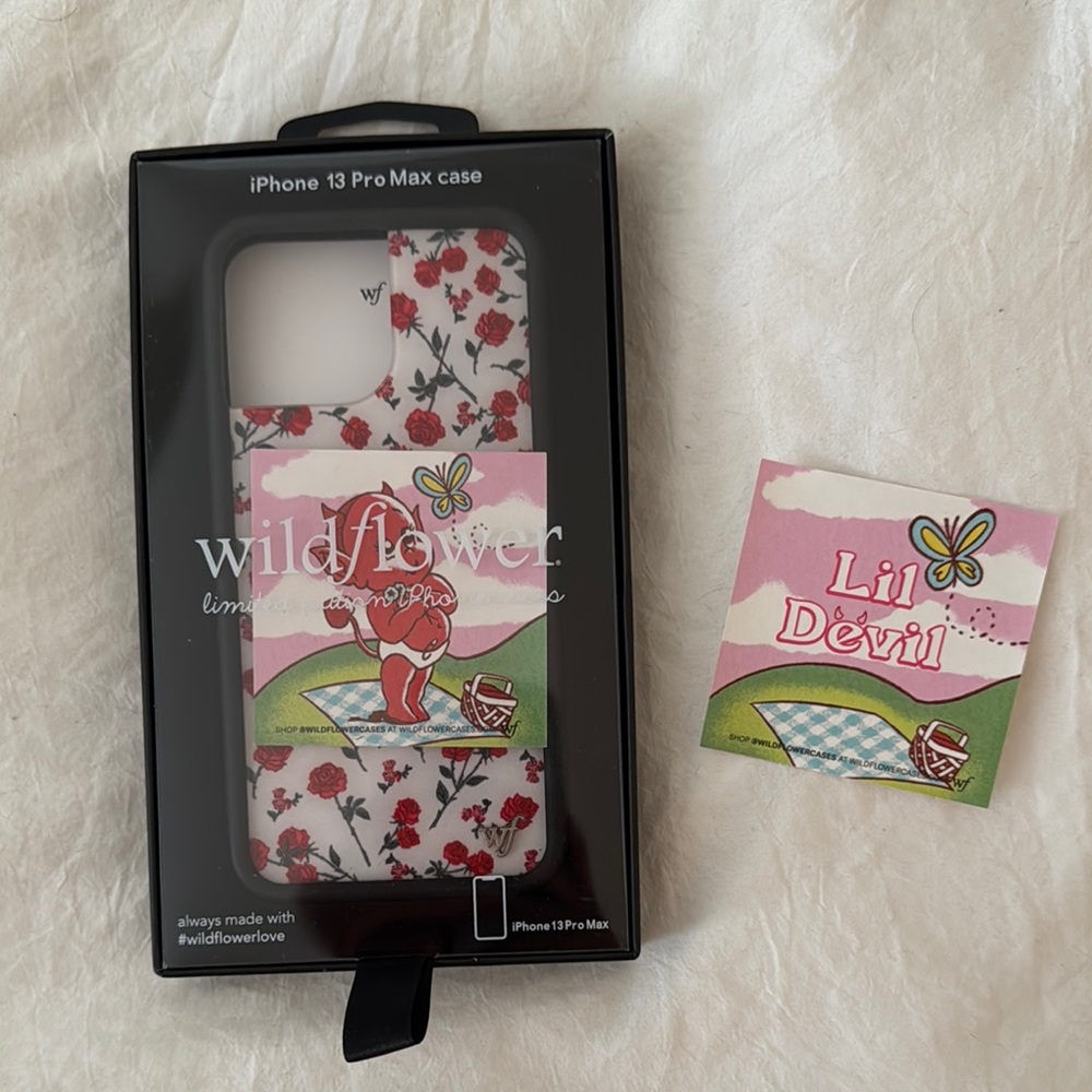 Wildflower 13 Pro Max Red and White Floral Phone Case